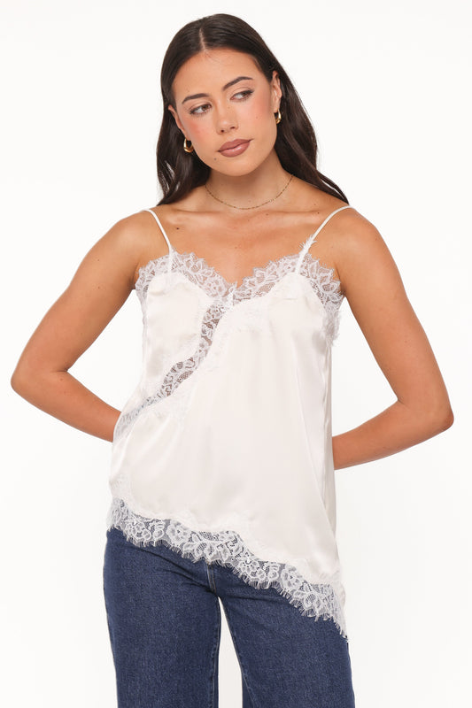 Avere Lace Asymmetrical Cami - Cream
