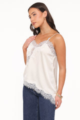 Avere Lace Asymmetrical Cami - Cream