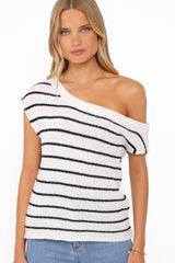 Coco Knit Top - White Stripe