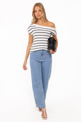 Coco Knit Top - White Stripe