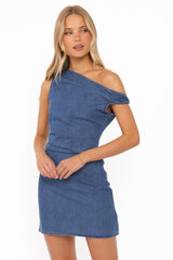 Elvira Mini Dress - Medium Wash Denim