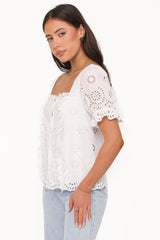 Kairi Eyelet Top - White Broderie