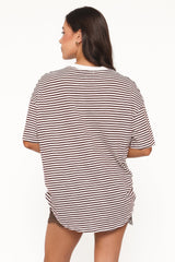 Mairead Lace Short Set - Chocolate Stripe