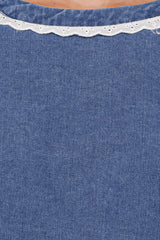 Merli Denim Open Back Top - Blue Medium Wash