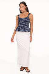 Paula Open Tie Back Top - Navy