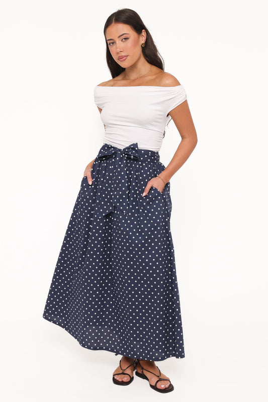 Paula Tie Waist Maxi Skirt - Navy