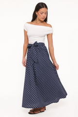 Paula Tie Waist Maxi Skirt - Navy