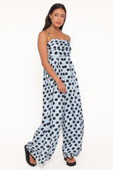 Pricilla Jumpsuit - Blue Polka Dot