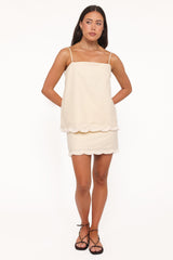 Venate Scallop Skirt Set - Yellow
