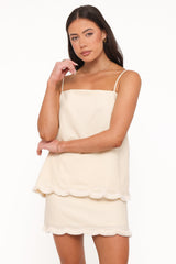 Venate Scallop Skirt Set - Yellow