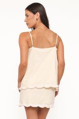Venate Scallop Skirt Set - Yellow