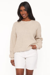 Melane Open Stitch Sweater - Beige