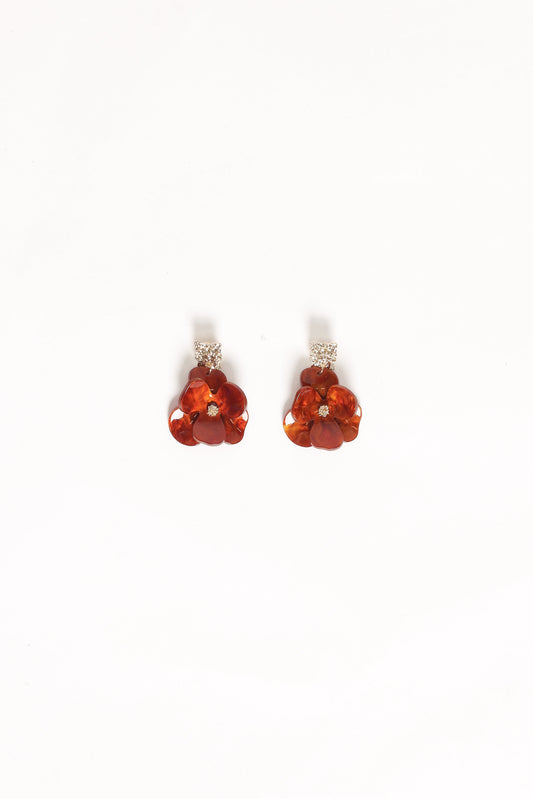 Lennon Flower Earrings - Gold/Brown