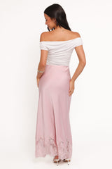 Alira Lace Trim Midi Skirt - Pale Pink