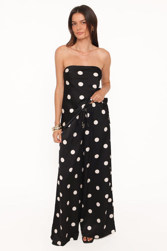 Belinda Drawstring Pant - Black/Cream