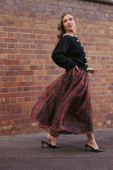 Bonita Midi Skirt - Red Plaid