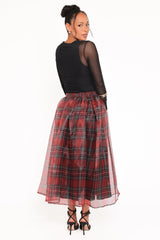 Bonita Midi Skirt - Red Plaid
