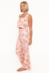 Brayden Wide Leg Linen Pant - Pink Floral