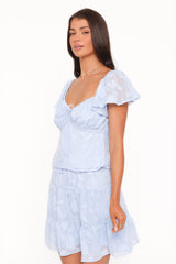 Clodagh Textured Tiered Mini Skirt - Powder Blue