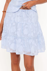 Clodagh Textured Tiered Mini Skirt - Powder Blue