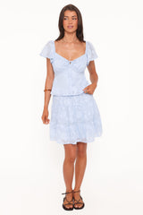 Clodagh Textured Tiered Mini Skirt - Powder Blue