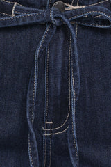 Clover Drawstring Wide Leg Jeans - Dark Wash