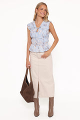 Dana Denim Midi Skirt - Bone