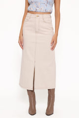Dana Denim Midi Skirt - Bone