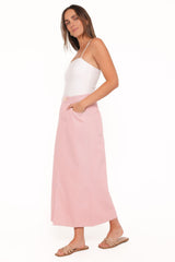 Dana Denim Midi Skirt - Dusty Pink