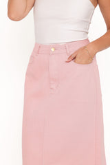 Dana Denim Midi Skirt - Dusty Pink
