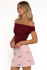 Effie Embellished Bow Mini Skirt - Pink