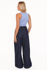 Elinor Cuffed Denim Pant - Dark Wash