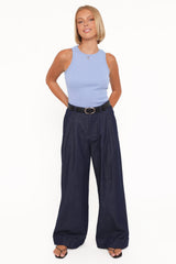 Elinor Cuffed Denim Pant - Dark Wash