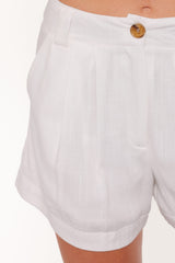 Elinor Cuffed Linen Short - Cream
