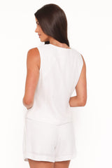 Elinor Cuffed Linen Short - Cream