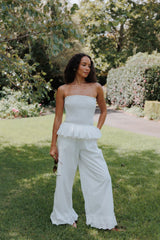 Eliska Frill Hem Pant - White