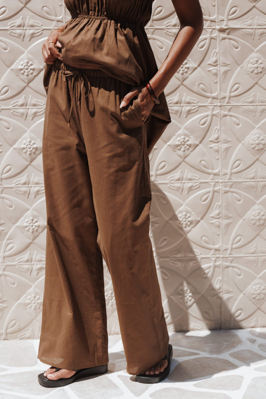 Ember Cotton Pants - Brown