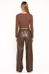 Emer Leather Pant - Chocolate Brown