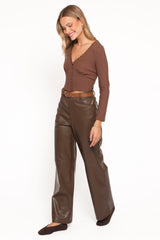 Emer Leather Pant - Chocolate Brown