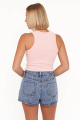 Evanna Denim Skort - Embroidery Medium Wash