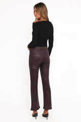 Kalindi Coated Cropped Bootcut Jean - Espresso