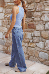 Kendall Straight Leg Jeans - Embroidery Medium Wash
