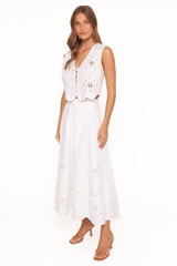 Kye Midi Skirt - White Broderie