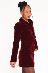 Lainey Velvet Mini Skirt - Burgundy