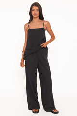 Lexi Elastic Waist Pant - Black Polkadot