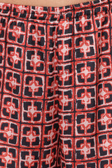 Lexi Elastic Waist Pant - Red Geometric