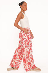 Lira Tie Waist Pant - Red Floral