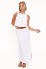 Madison Linen Column Skirt - White