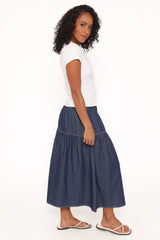 Meadow Midi Denim Skirt - Dark Wash