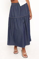 Meadow Midi Denim Skirt - Dark Wash